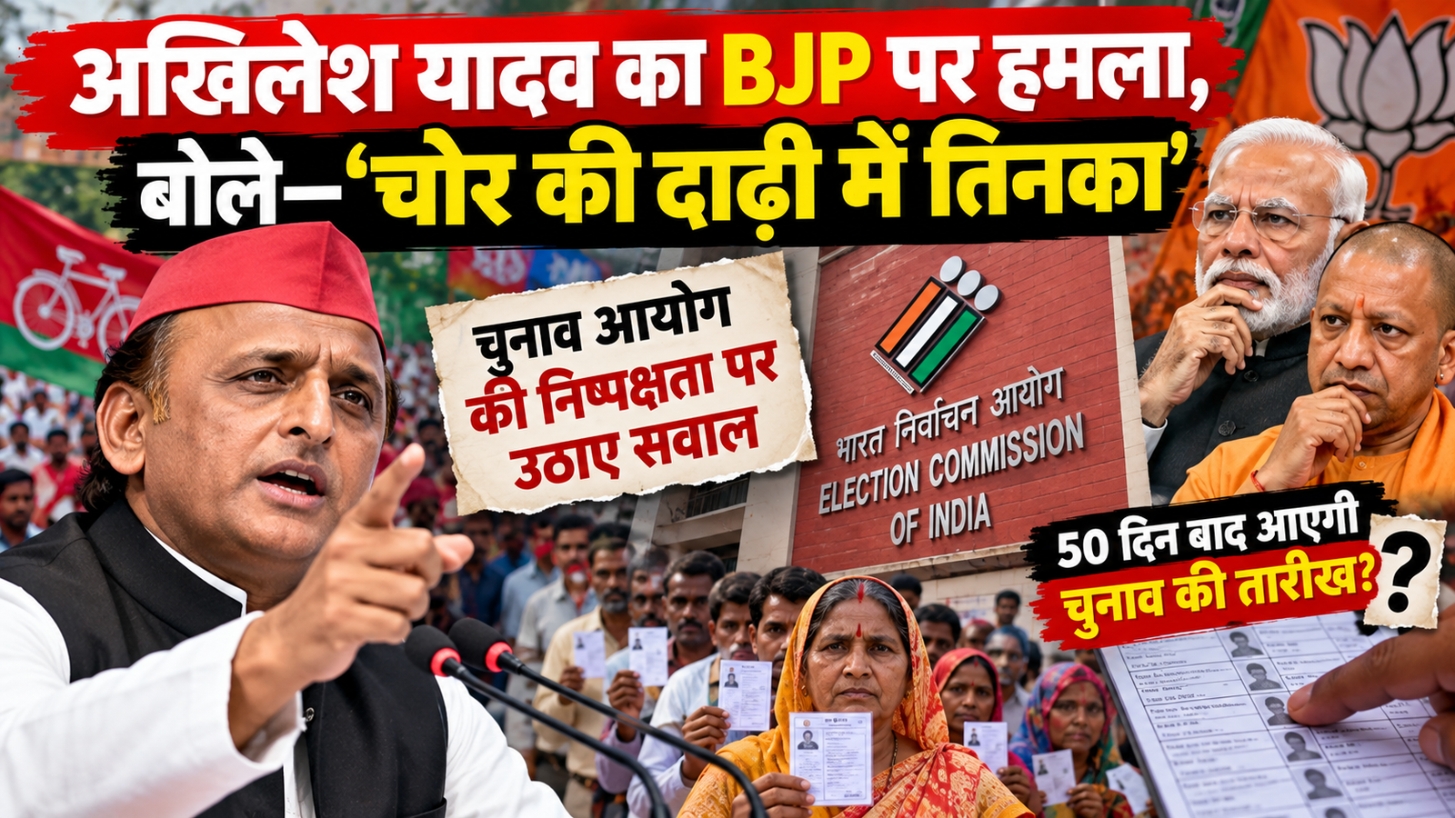 इटावा के सैफई में चुनाव आयोग और बीजेपी पर सवाल उठाते समाजवादी पार्टी अध्यक्ष अखिलेश यादव